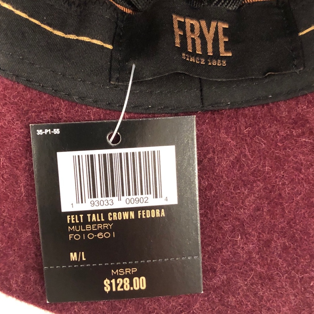 Frye Harness Wool Felt Tall Crown Fedora Hat NWT - Picture 10 of 10